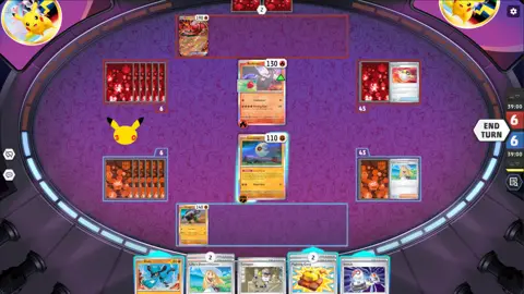 A Pokémon TCG Live match on the 30th Celebration battle board